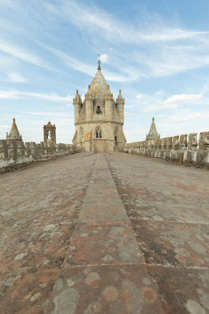 Roof of the cathedral in Evora, Portugal