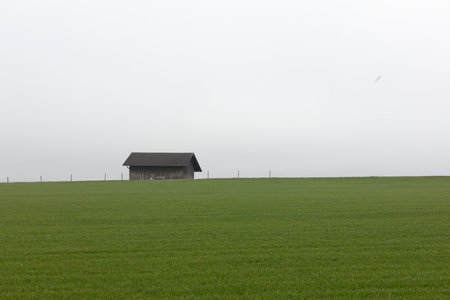 Agricultural woodshed in Bavaria, Germanyの写真素材