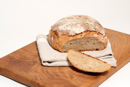 Fresh onion bread on a wooden board