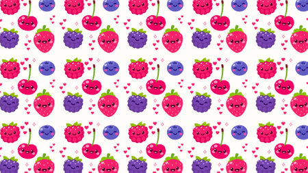 pattern of cherries, raspberries, blackberries and blueberries, ideal footage for themes such as...