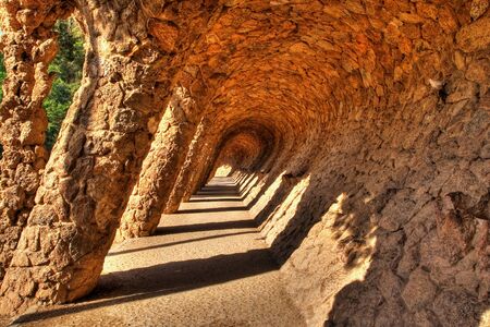 Oblique stone columns with an oblique shadow.の写真素材