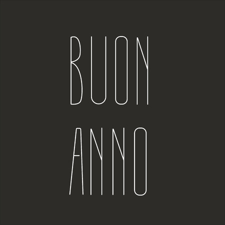 Happy new year brush hand lettering, isolated on dark background. Vector illustration. Italian languageのイラスト素材