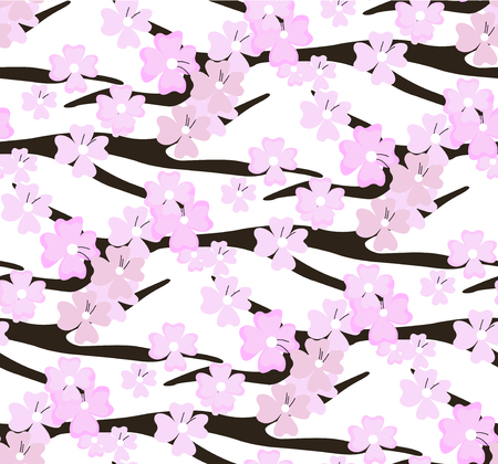 Cherry blossom flowers background. Sakura pink flowers.のイラスト素材