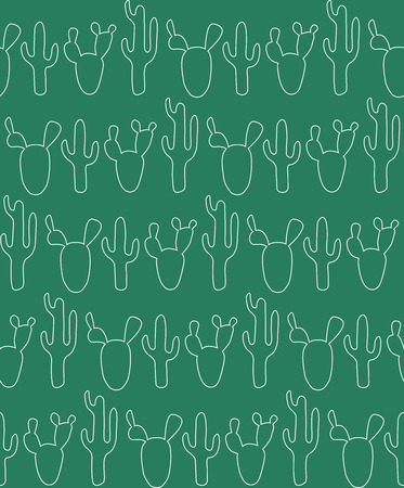 Seamless pattern with cactus on hte green background.の写真素材