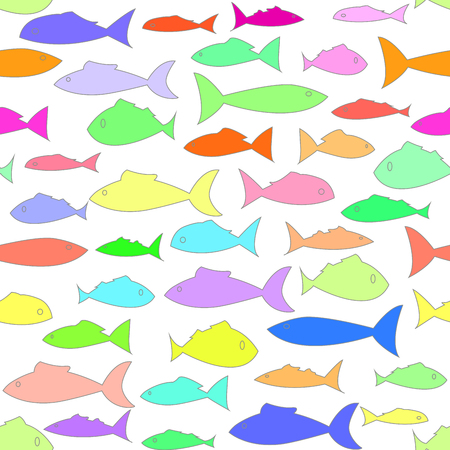 Illustration of underwater life. Seamless Pattern of various fishのイラスト素材