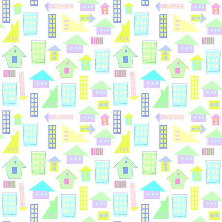 Scandinavian pattern of bright houses for a childish design,のイラスト素材