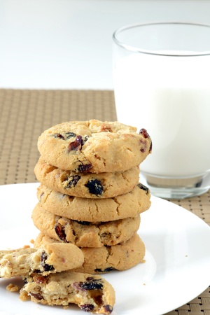 White chocolate and cranburry cookiesの写真素材