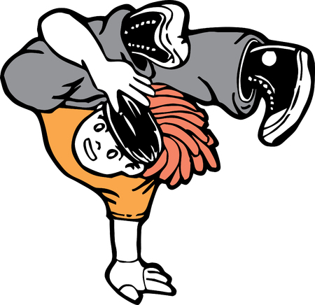 boy dancing with hatのイラスト素材