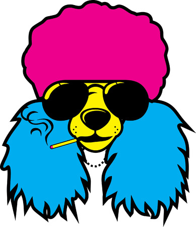 colorful dog wear sunglasses and smokingのイラスト素材