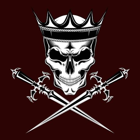 Skull in the crown with daggers.のイラスト素材