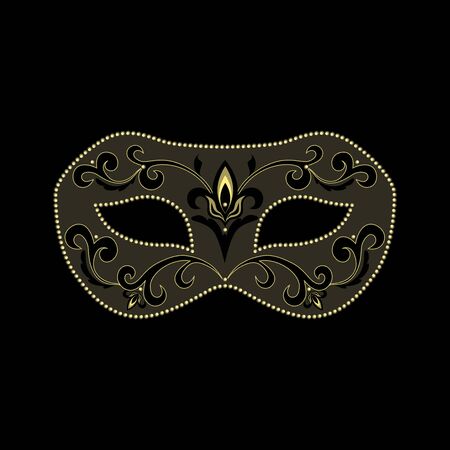 Vector image carnival mask. Venetian mask on a black background.のイラスト素材