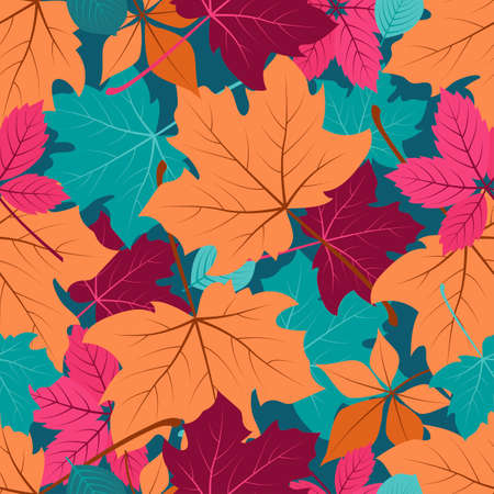 Geometric seamless pattern with the image of autumn leaves.のイラスト素材