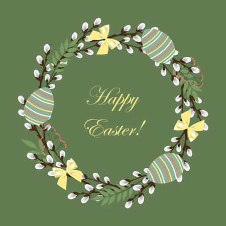 Easter wreath. Happy easter. Design elements for flyers, banners, cards.のイラスト素材