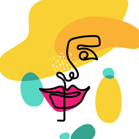 Woman portrait in modern abstract style. Design for print, banner, postcard.のイラスト素材