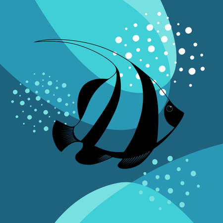 Vector image of fish on an abstract background. Template for print, flyer, banner.のイラスト素材