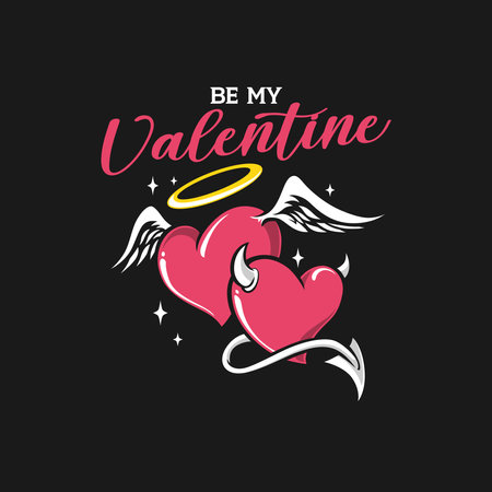 Angel Devil Character Heart Shape Valentine's Dayのイラスト素材