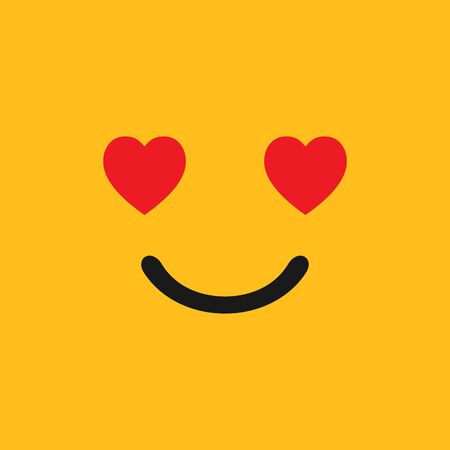 Emoji in love on a yellow background. Vectorのイラスト素材