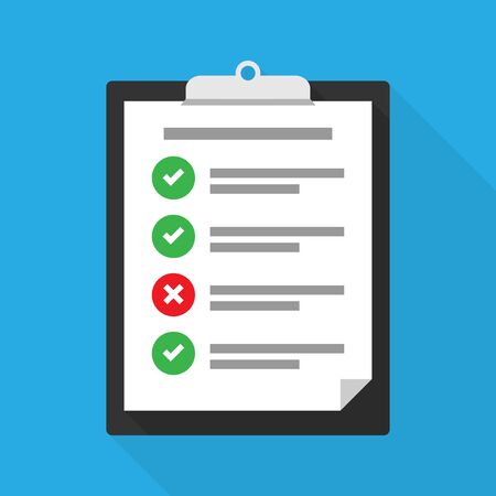 Clipboard with a checklist, tasks completed and not completed.のイラスト素材