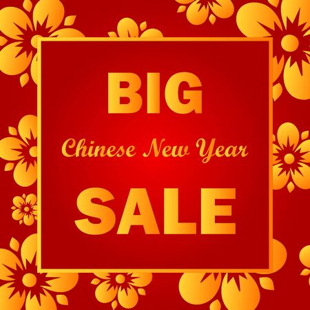 Chinese New Year big sale banner for your store or website in red and gold colors.のイラスト素材