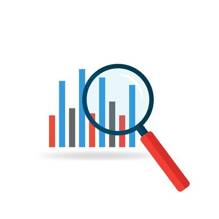 Magnifier analysis chart. Market and finance analytics. Web analytics. Vector EPS 10のイラスト素材