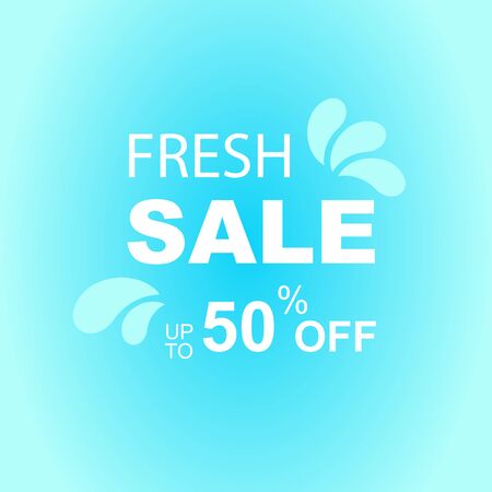 Fresh sale banner in blue color. Discounts up to 50 percent. Low price. Vector EPS 10のイラスト素材