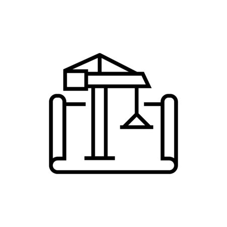 Building plan icon. Engineering plan with building crane. Vector illustration EPS 10のイラスト素材