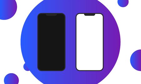 Smartphones with black and white blank screens on abstract background. Vector EPS 10のイラスト素材