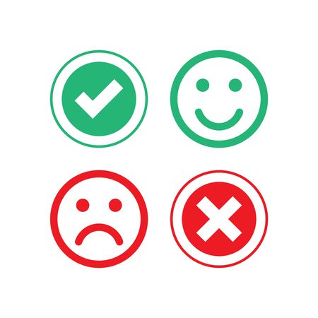 Checkmark and cross symbol. Positive and negative result. Good and bad emotions. Vector EPS 10のイラスト素材