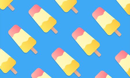 Ice cream summer background. Tasty ice cream on a stick on a blue background. Vector illustration EPS 10のイラスト素材