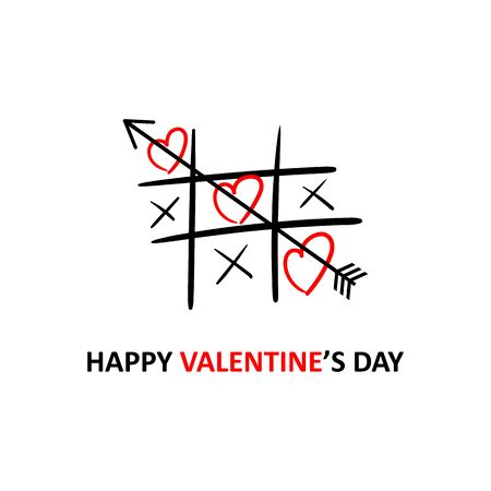 Valentine's Day tic tac toe. Love always wins. Vector illustration EPS 10のイラスト素材