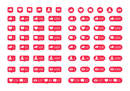 Social network icons big set. Like comment follow view symbols Vectorのイラスト素材
