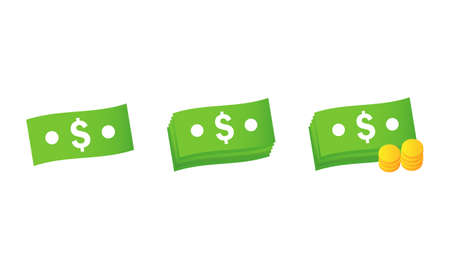 Money with coins set vector illustration.のイラスト素材