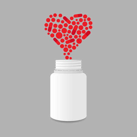 Jar of heart pills medicine symbolのイラスト素材