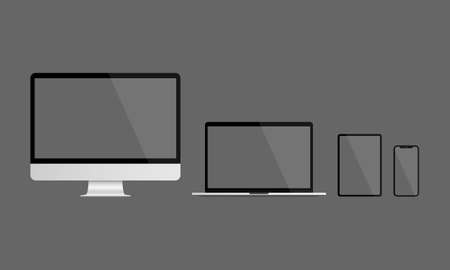 Set realistic Monitors laptop tablet and smartphone. Vector illustration. EPS 10のイラスト素材