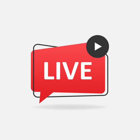 Live red button icon emblem. Vector EPS 10のイラスト素材