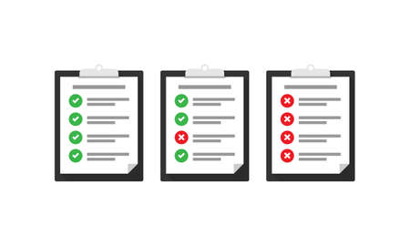 Flat check list vector icon set. Check list tasks completed and not completed,のイラスト素材