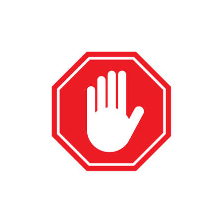 Stop Sign vector icon. Stop sign with hand isolated Vector EPS10のイラスト素材