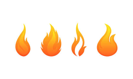 Fire flames vector icons set. Flame bonfire symbol isolated Vector EPS10のイラスト素材