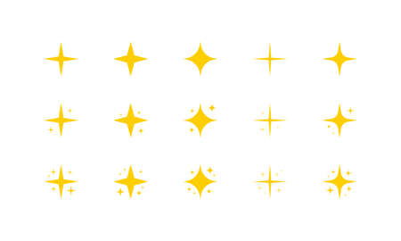 Yellow sparkles symbols vector. Set stars sparkle icon. Vector EPS10.のイラスト素材