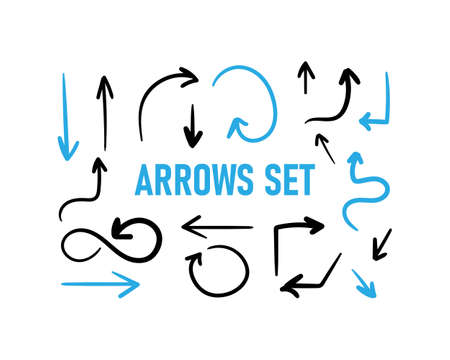 Isolated vector hand drawn arrows set on a white background. Vector EPS10のイラスト素材