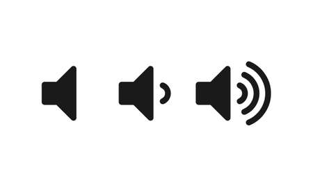 Sound volume icons. Vector isolated sound volume up, down or mute control buttons set Vectorのイラスト素材