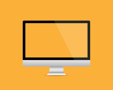 Computer display isolated on orange background Vector illustrationのイラスト素材