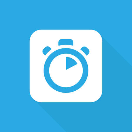 Time vector icon. Stopwatch sign. Timer icon symbol on blue backgroundのイラスト素材