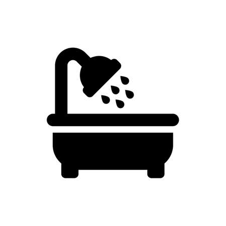Shower vector icon. Bathroom symbol in black isolated on white backgroundのイラスト素材