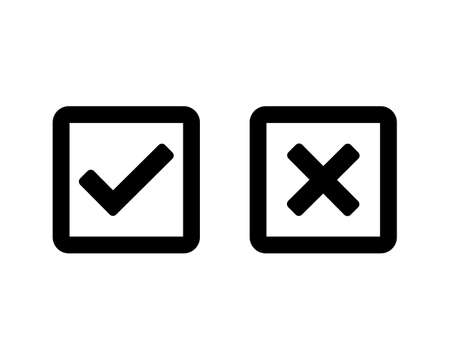 Check mark vector icons. Check mark and cross symbol are confirmed and rejectedのイラスト素材