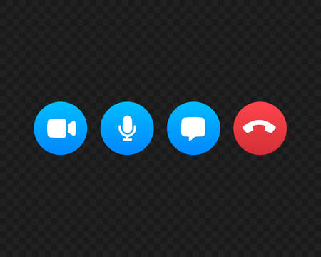 Video call screen template vector icons. Video call symbols isolated on black background. Vector illustration EPS 10のイラスト素材