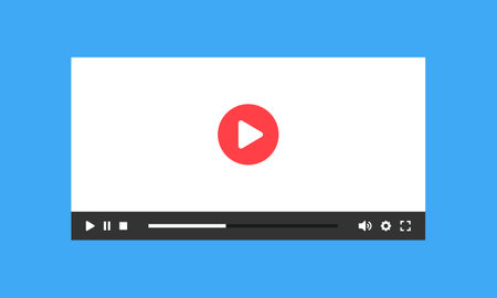 Video player window bar vector template. Video player display concept with buttons for control on blue background Vector illustration EPS 10のイラスト素材