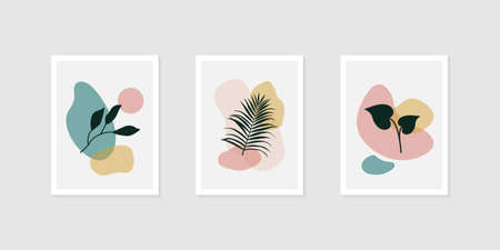 Wall art of botanical concept vector set. Abstract Plant Art design for print, cover, wallpaper Vector illustration EPS 10のイラスト素材
