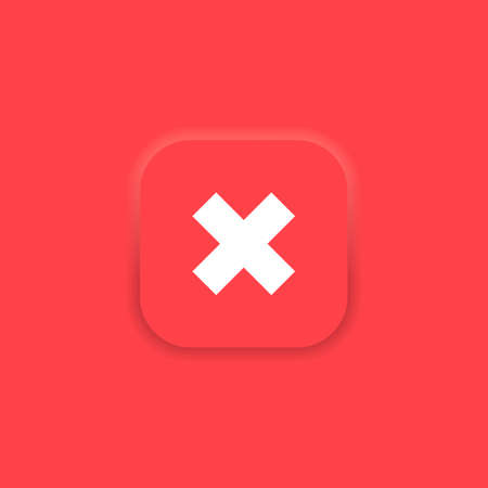 Cross mark on red background in neumorphism style. Vector EPS 10のイラスト素材