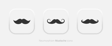 Mustache vector icons set in trendy neumorphic style. Vector EPS 10のイラスト素材